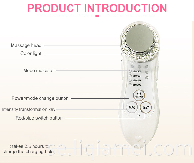 Multi Functional Skin Care 7 Color Photon Ultrasonic EMS Face Beauty Instrument